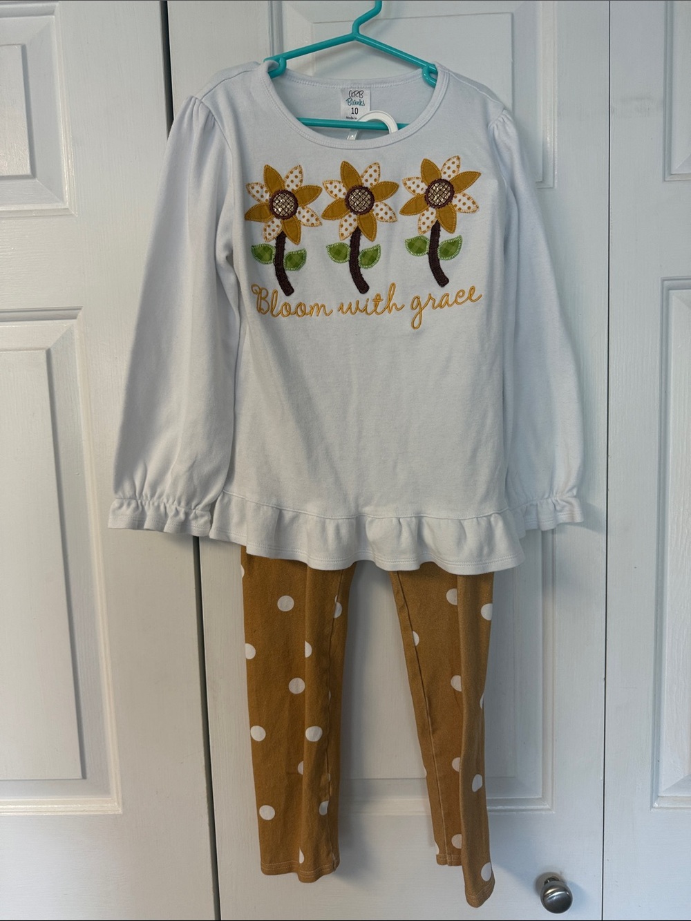 Girls White & Mustard Sunflower Set - Blooming Floral Two-Piece